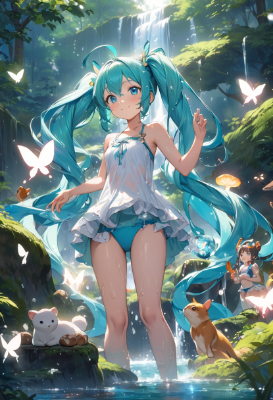 巨大少女と森の動物達