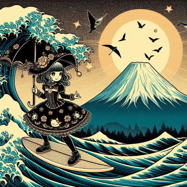 サーフィンしている魔法少女