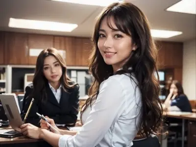 美女と会議