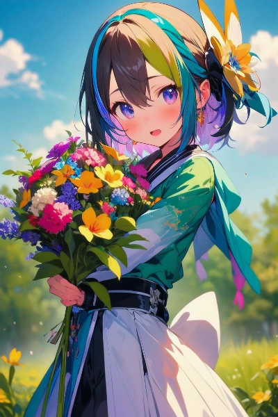 花束を持つ少女