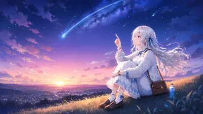 宵の空に流れ星