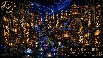 星降る竹灯りに包まれる天の川郷