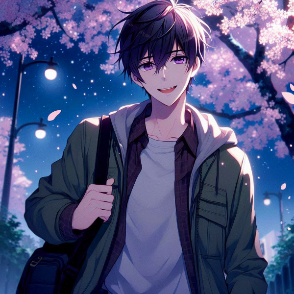 夜桜と、黒髪短髪少年＊その2(4枚)