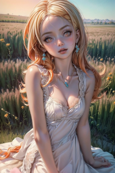 「草原と少女」