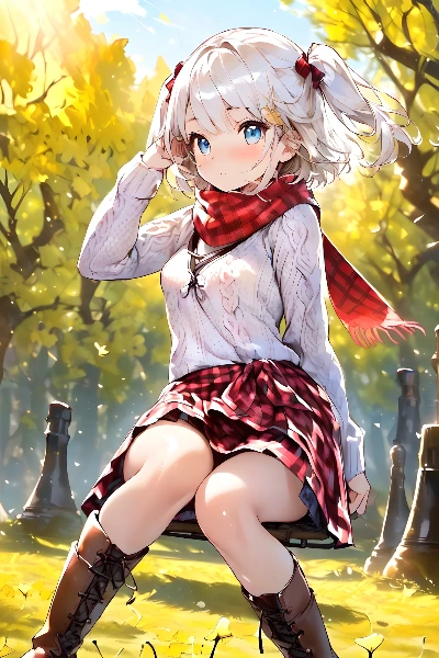 銀杏並木を見上げる