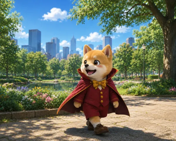 柴犬の魔法使い、小さな自然を見つける