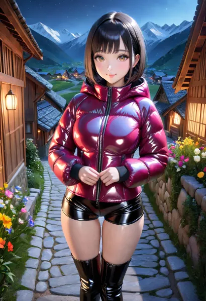 蛍光気味なダウン彼女