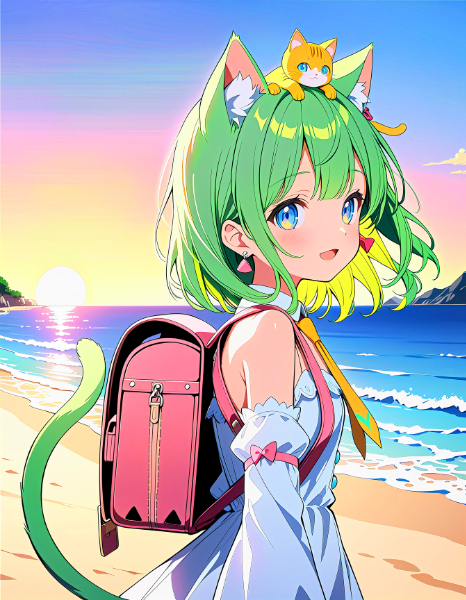 夏の終わりにcat on head