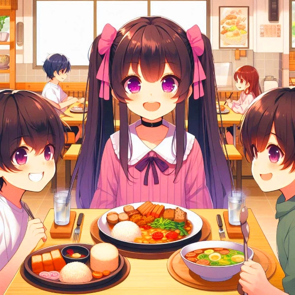 お子様ランチと、黒髪ツインテール少女♪(8枚)