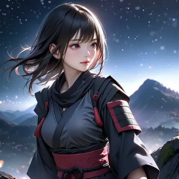 星空に佇む黒髪の少女