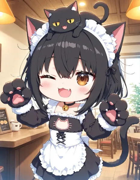 黒にゃんこカフェの店員ニャ♪