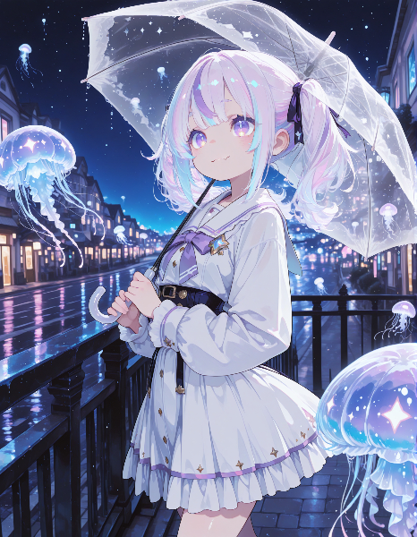 夜空のクラゲと少女の夢散歩