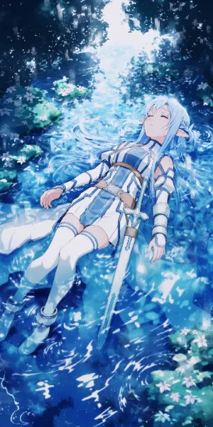 水面で目を閉じて寝そべっているALOアスナ