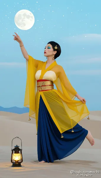 砂漠の亡霊、月光に踊るスカラベ巫女 - Ghost of the desert, Scarab Priestess dancing in the moonlight