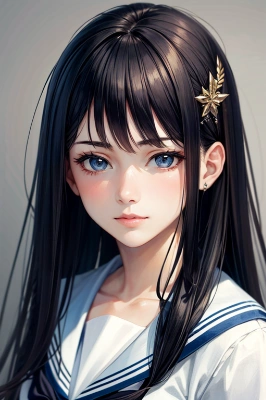 ヘアピンを付けた黒髪JK