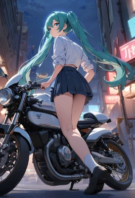 バイクとミクちゃん