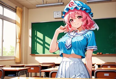 セーラー服の西行寺幽々子