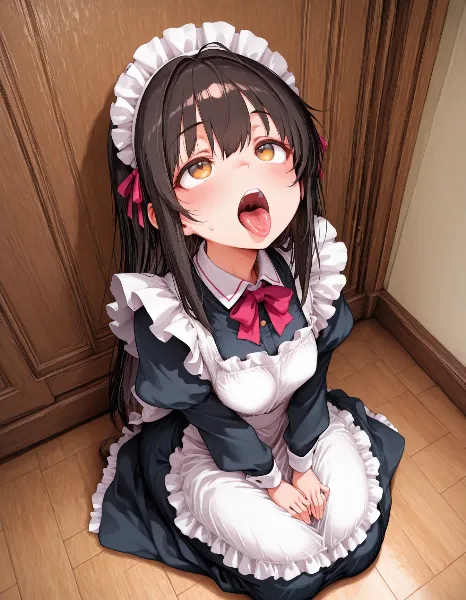 メイド少女のいたずらな驚きの一瞬