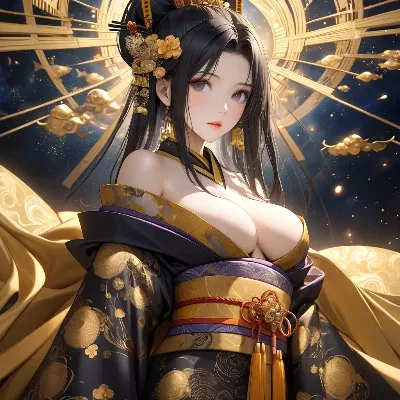 黄金の光に輝く天女