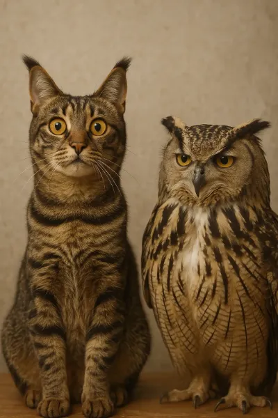 フクロウさんと記念写真