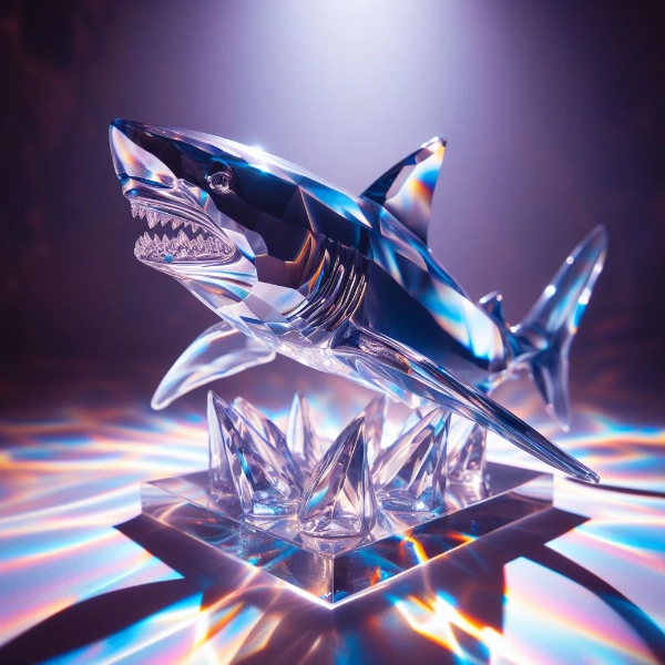 ガラスで出来たサメの置物