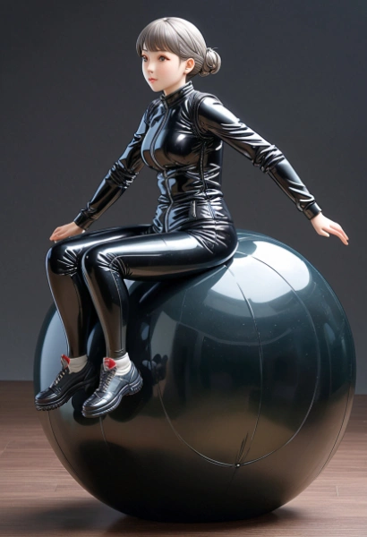 ゴムボールに腰掛ける