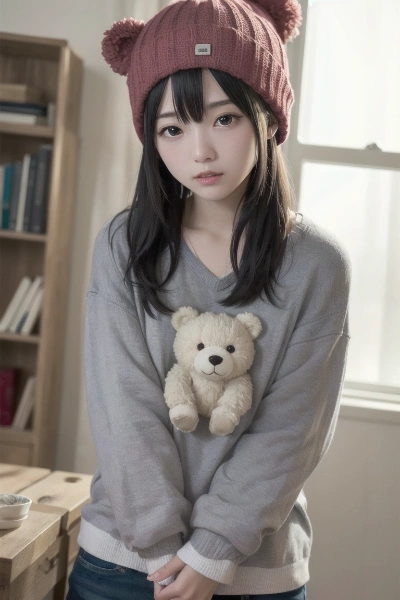 熊ちゃんとお揃いのニット帽