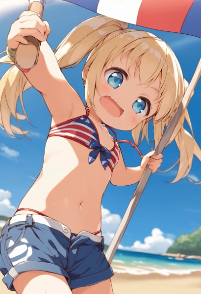 星条旗ビキニの可愛いょぅじょ