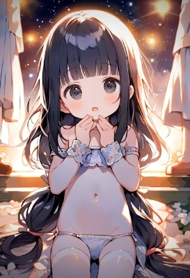 星空と黒髪少女