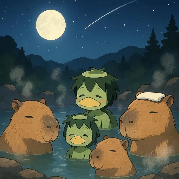 カッパ家族とカピバラの星降る温泉