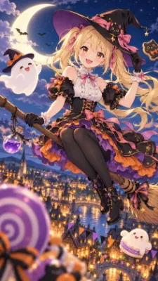 月夜のハロウィン魔女