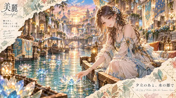 雨上がりの水都で、光の花に触れて