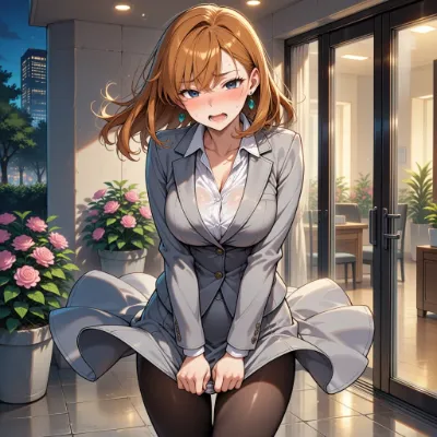 風に翻弄される夜のOL