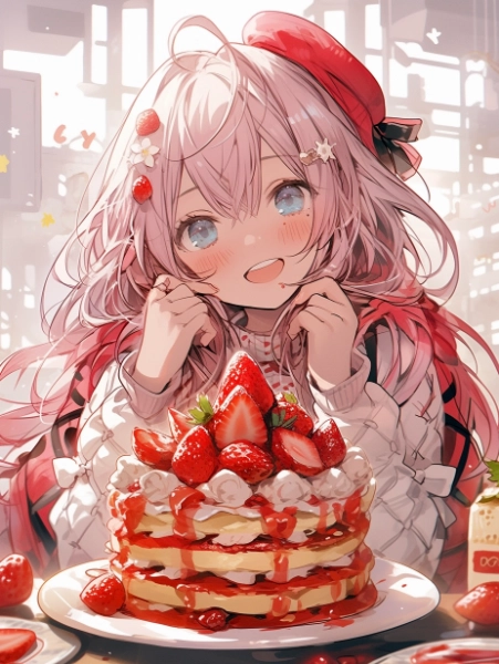 苺パンケーキいただきます。