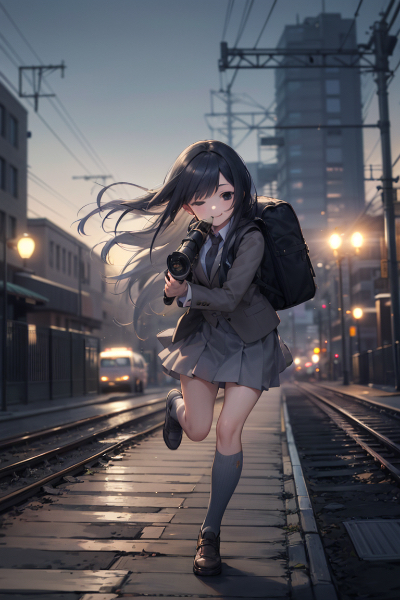 午前2時、踏切に、望遠鏡を担いでく娘其之ニ