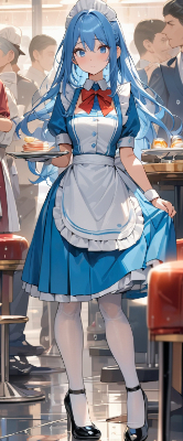 メイド服風制服のウエイトレスさん