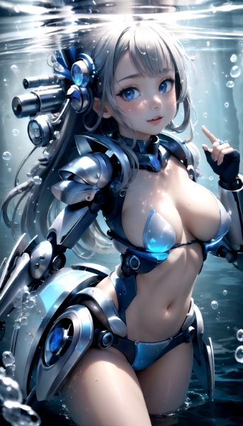 水中で活動するロボ娘たち