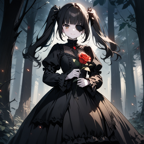 眼帯をしたゴシックロリータ服の女の子