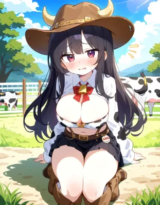 黒髪牛娘ちゃん