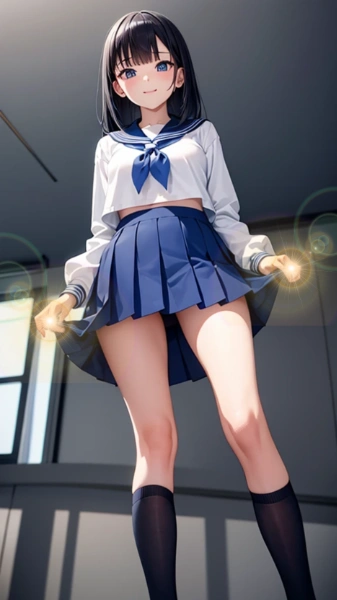 セーラー服と煽りアングル