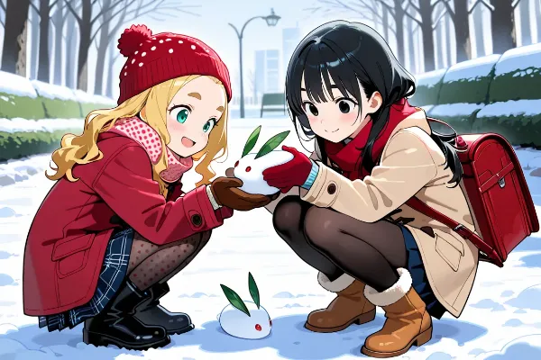 雪ウサギとおでこちゃん