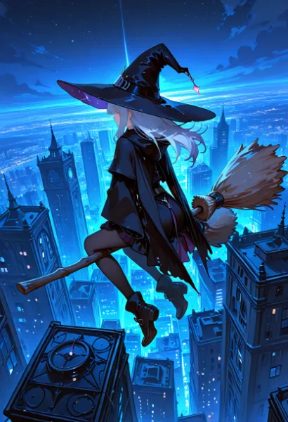 夜空を駆ける銀髪の魔女の冒険