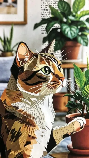 三毛猫(雑誌コラージュ)