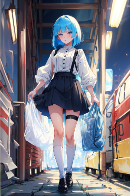 私服な青髪さん