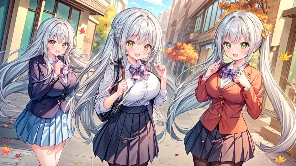 銀髪三姉妹の秋風散策