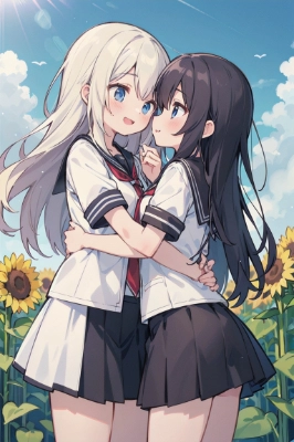 向日葵で百合
