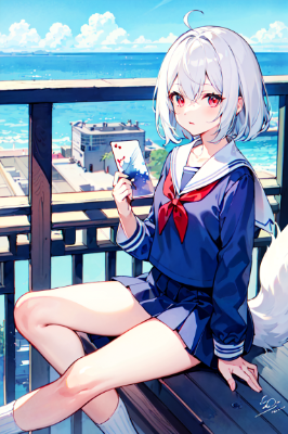 真夏のセーラー服の女の子