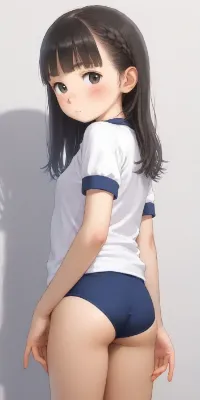 【サンプル】体操服ブルマ姿の長髪〇リJ〇ちゃんがおっぱい・お〇んこ・おしり見せ＆指オナ（12枚）