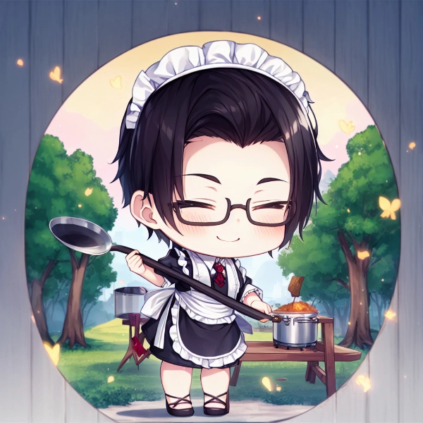 女装執事のキャンプ料理