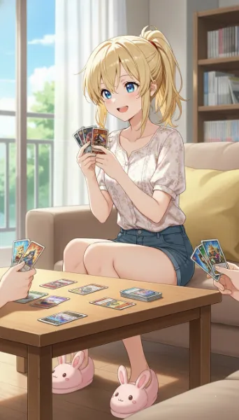 うさぎスリッパのカードゲーム日常